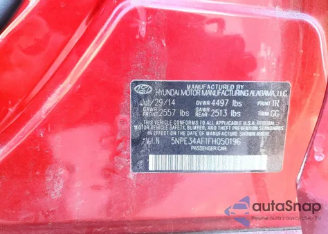 2015 Hyundai Sonata Sport z USA, uszkodzony, nr VIN 5NPE34AF1FH050196